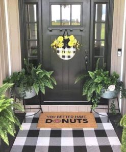 Alternative view of Buffalo Plaid Outdoor Rug. 27.5''x43'' Black White Check Indoor/Outdoor Area Rugs. Layering Rug for Hello/Welcome Door Mat. Washable Cotton Woven Farmhouse Mat for ​Christmas Front Porch Décor