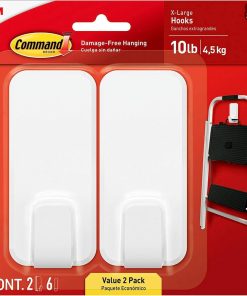 Command 10 lb XL Heavyweight Hook. 2 Wall Hooks and 6 Strips. Damage-Free Hanging with Adhesive. Heavy Duty Hanging Great for Organization and Storage