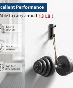 Alternative view of pickpiff Wall Hooks for Coat and Towel: 13LB Strong Adhesive Door Hanger Stick on. Black 4 Pack