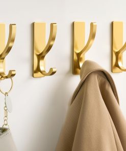 Alternative view of pickpiff Adhesive Wall Hooks for Towels - Sticky Hook Hanging Heavy Duty (13lb). Hanger for Door. Bathroom. Dorm. Closet - for Coats. Purse. Bag. Robe - No Damage to Wall - Gold 4 Pack